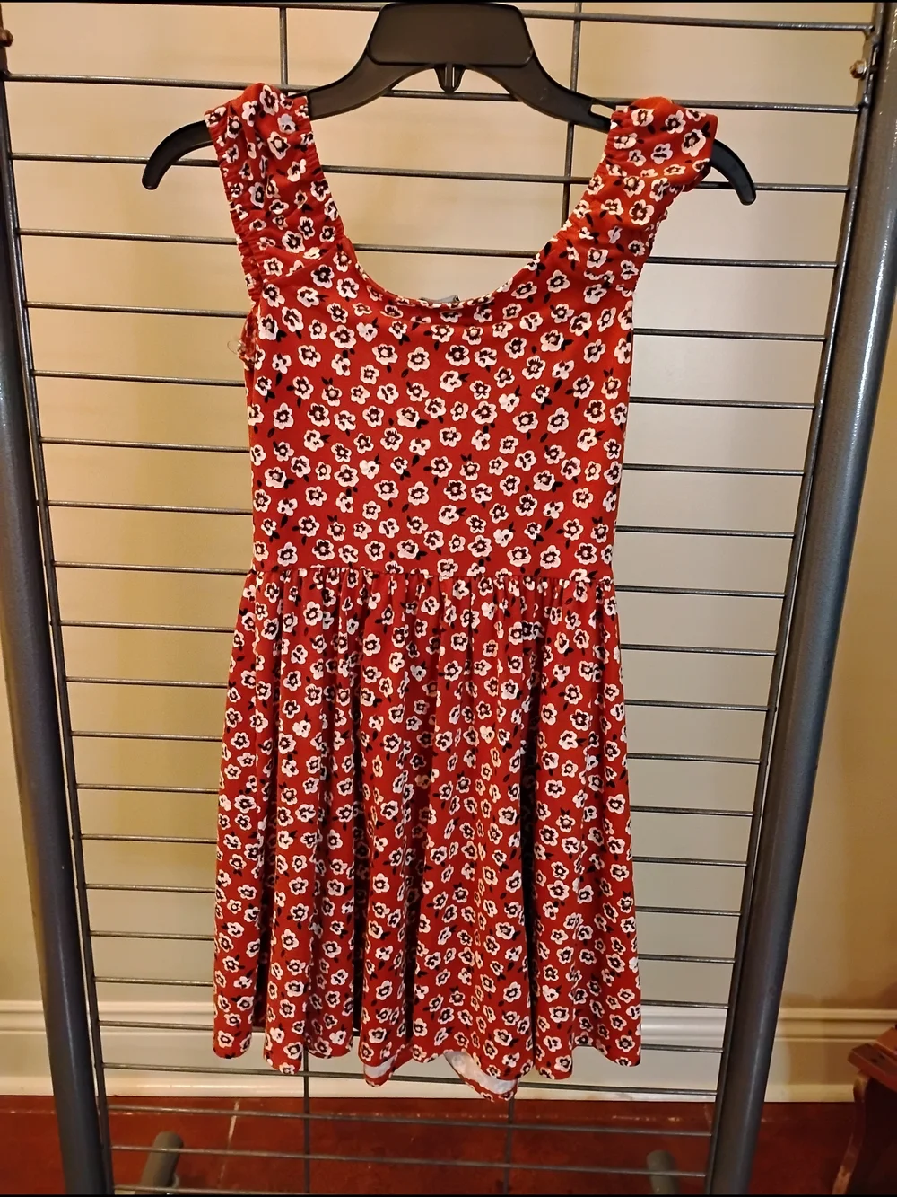 My Michelle Red Floral‎ Puff Sleeve Sweetheart Mini Dress Fit and Flare Womens